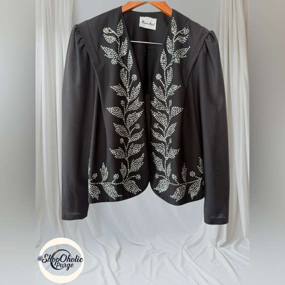Sequin Floral Design blazer Black medium M - Picture 1 of 9
